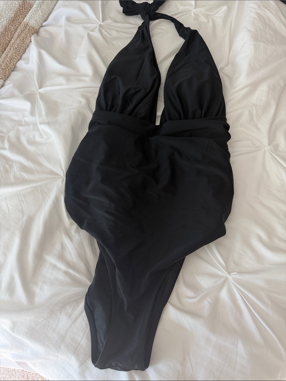 Classic Black Halter One-Piece Swimsuit